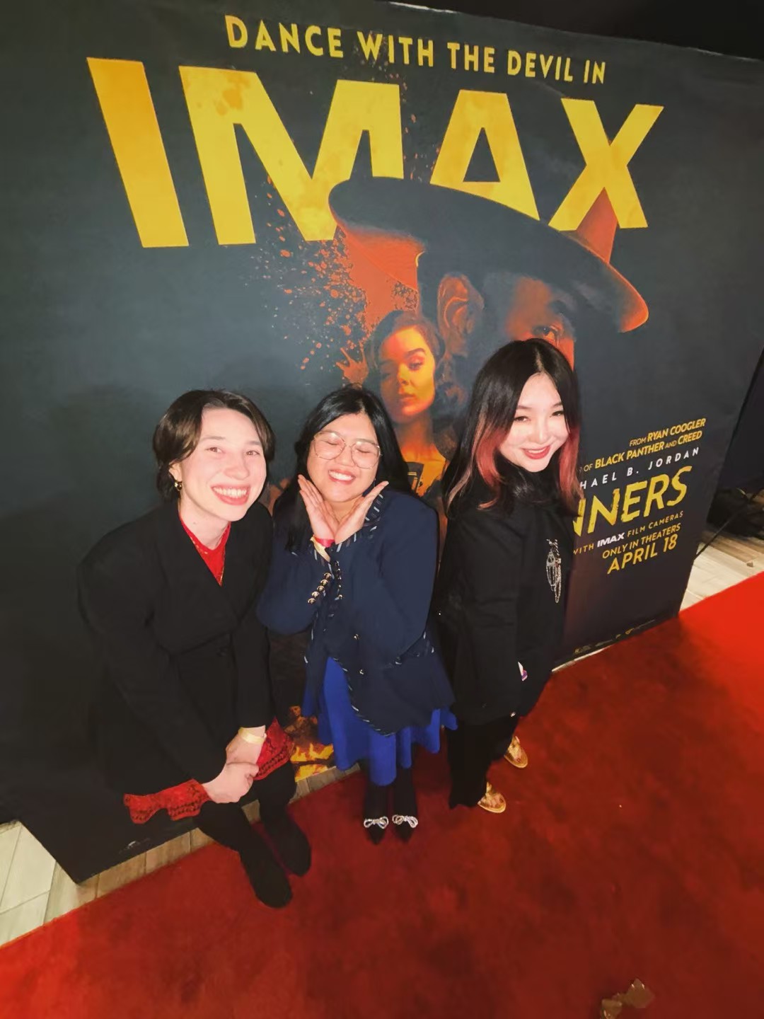A candid photograph of our podcast team at the premiere